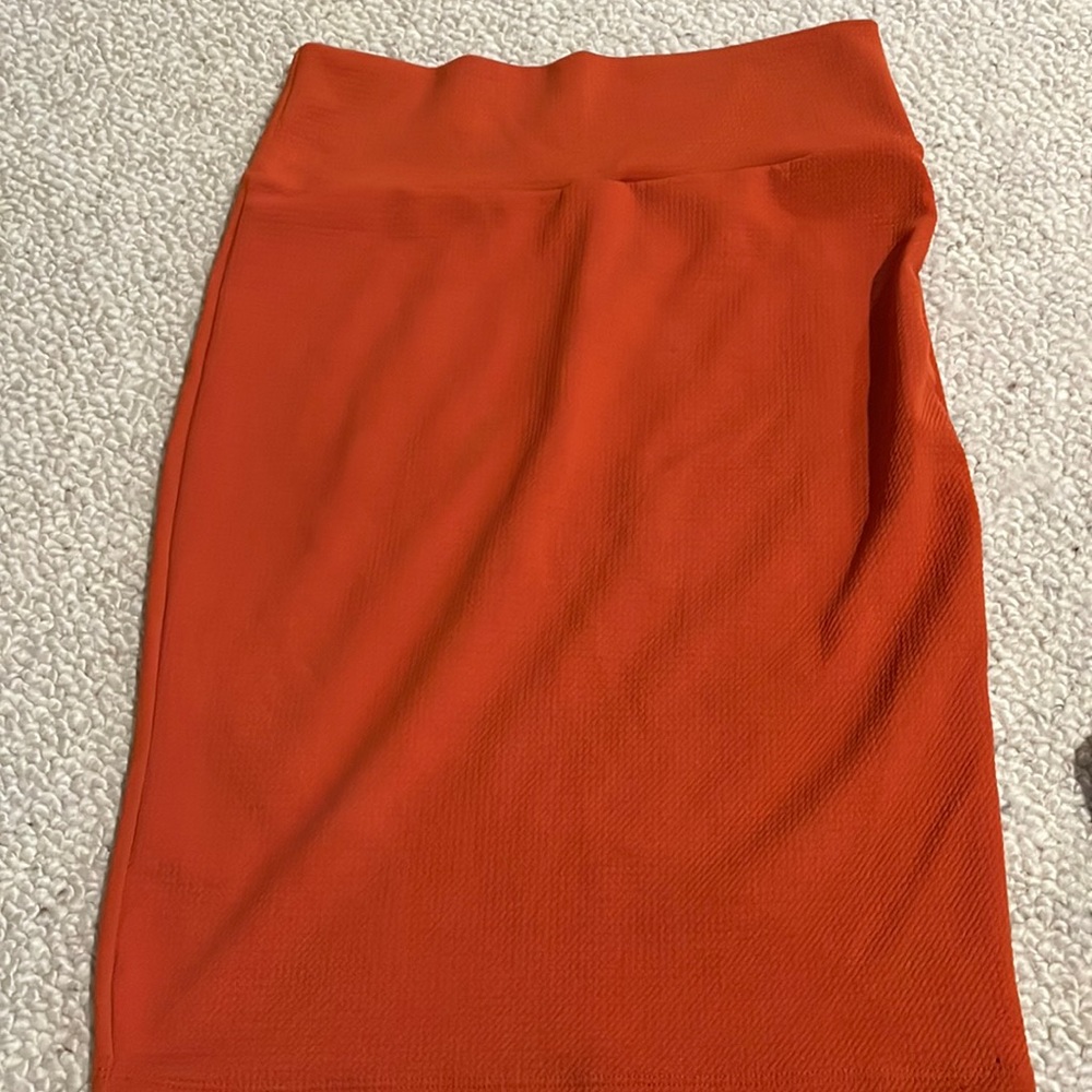 LulaRoe Cassie orange pencil skirt stretchy